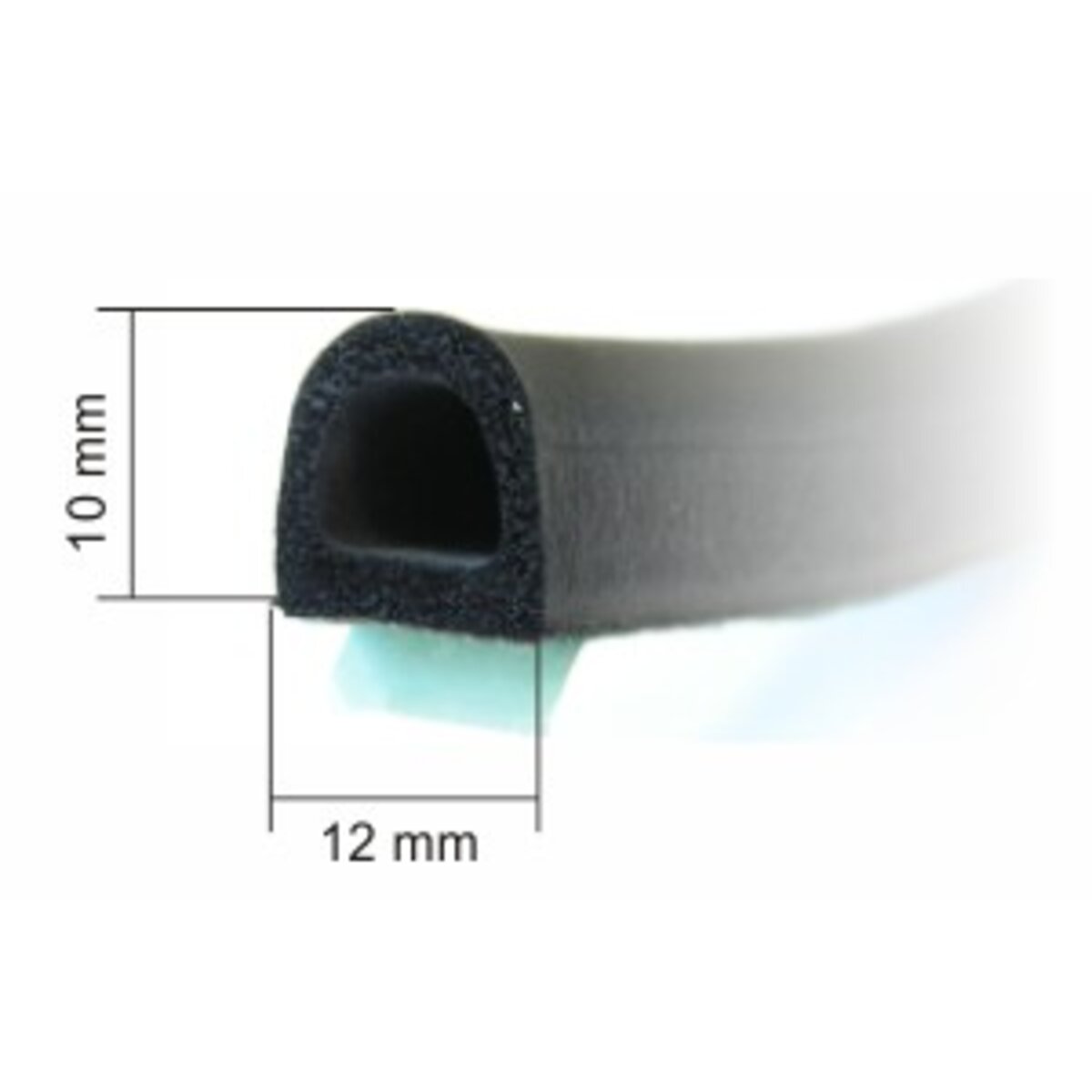 Samolepící EPDM těsnení D XXL 12x10mm/1x70-čierne