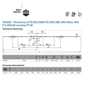 Dverová prevodovka Z-TS E92 DM35 POZ 2HO GM1050 Silber VK8 F-2400x20 modular PT-M